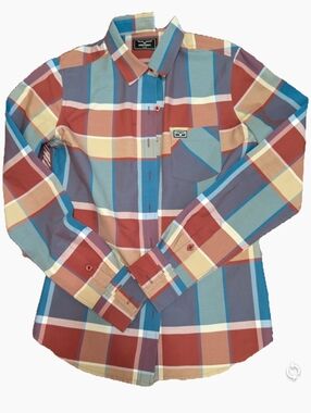 NWOT Kimes Ranch Plaid Button-Down Shirt in Blue, Rust , Tan